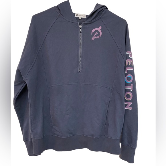 Peloton distressed faded navy half zip mark your mark - Picture 1 of 6